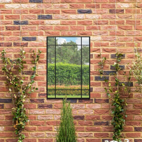 MirrorOutlet - The Genestra - Black Modern Contemporary Garden Wall Mirror 39" x 27" (100 x 70 cm)