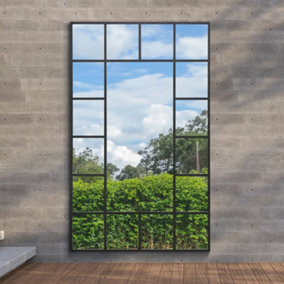 MirrorOutlet The Genestra Black Modern Wall Leaner Garden Mirror 180 x 110cm