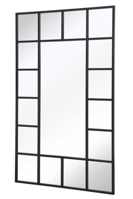 MirrorOutlet The Genestra Black Modern Wall Leaner Garden Mirror 180 x 110cm