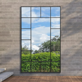 MirrorOutlet The Genestra Black Modern Wall Leaner Garden Mirror 200 x 120cm