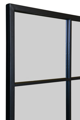 MirrorOutlet The Genestra Black Modern Window Garden Wall Mirror 69" X 43" 174CM X 110CM