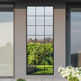 MirrorOutlet - The Genestra - Black Modern Window Garden Wall Mirror 79" X 31" (200 x 80 cm)