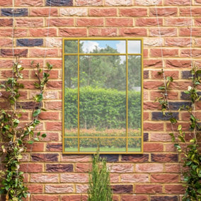 MirrorOutlet - The Genestra - Gold Modern Contemporary Garden Wall Mirror 39" X 27" (100 x 70 cm)