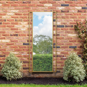 MirrorOutlet The Genestra Gold Modern Wall Leaner Garden Mirror 180 x 80cm