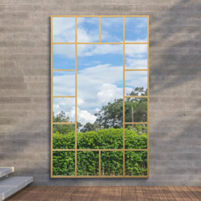 MirrorOutlet The Genestra Gold Modern Wall Leaner Garden Mirror 200 x 120cm