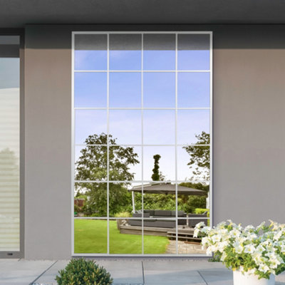 MirrorOutlet The Genestra White Modern Window Garden Wall Mirror 174CM X 110CM