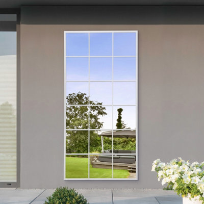 MirrorOutlet The Genestra White Modern Window Garden Wall Mirror 174CM X 85CM