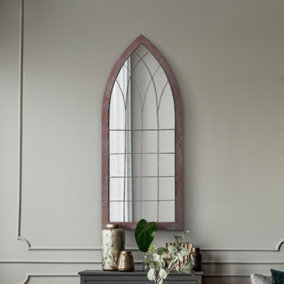 MirrorOutlet The Kirkby Rustic Framed Arched Gothic Window Style Leaner Wall Mirror 109CM X 51CM