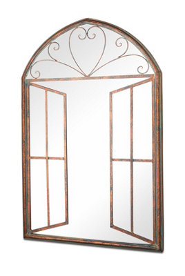 MirrorOutlet The Kirkby Rustic Metal Arched Shaped Decorative Window ...