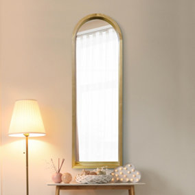 MirrorOutlet The Naturalis Solid Oak Framed Arched Leaner Wall Mirror 120CM X 40CM