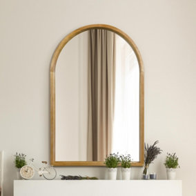 MirrorOutlet The Naturalis Solid Oak Framed Arched Leaner Wall Mirror 120CM X 80CM