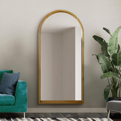 MirrorOutlet The Naturalis Solid Oak Framed Arched Leaner Wall Mirror 180CM X 90CM