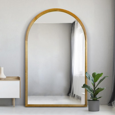 MirrorOutlet The Naturalis Solid Oak Framed Arched Leaner Wall Mirror 190CM X 120CM