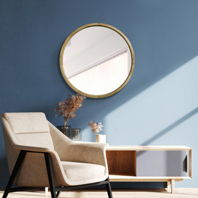 MirrorOutlet The Naturalis - Solid Oak Round Deep Dish Framed Mirror 31" X 31" (80CM X 80CM)