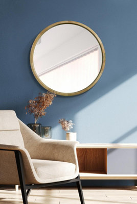 MirrorOutlet The Naturalis - Solid Oak Round Deep Dish Framed Mirror 31" X 31" (80CM X 80CM)