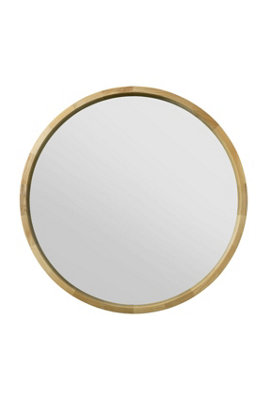 MirrorOutlet The Naturalis - Solid Oak Round Deep Dish Framed Mirror 31" X 31" (80CM X 80CM)
