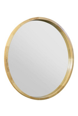 MirrorOutlet The Naturalis - Solid Oak Round Deep Dish Framed Mirror 31" X 31" (80CM X 80CM)