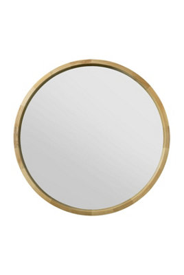 MirrorOutlet The Naturalis - Solid Oak Round Deep Dish Framed Mirror 35" X 35" (90CM X 90CM)