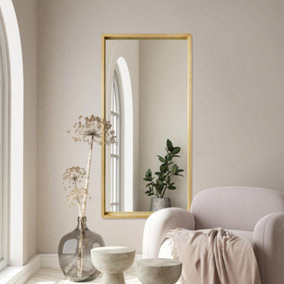 MirrorOutlet The Naturalis - Solid Oak Rounded Corner Leaner / Wall Mirror 63" X 31" (160CM X 80CM) Scandinavian 'Scandi' Inspired