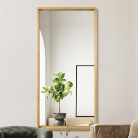 MirrorOutlet The Naturalis - Solid Oak Rounded Corner Leaner / Wall Mirror 67" X 33" (170CM X 85CM) Scandinavian 'Scandi' Inspired