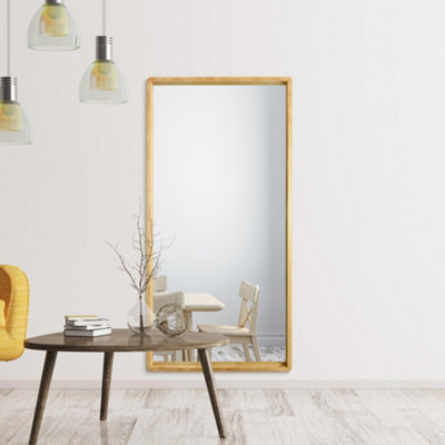 MirrorOutlet The Naturalis - Solid Oak Rounded Corner Leaner / Wall Mirror 71" X 35" (180CM X 90CM) Scandinavian 'Scandi' Inspired