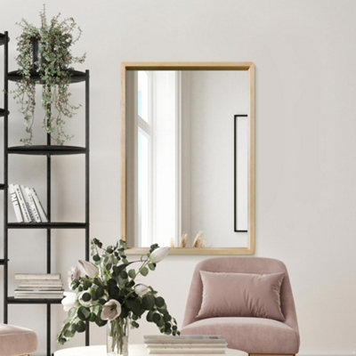 MirrorOutlet The Naturalis - Solid Oak Rounded Corner Wall Mirror 39" X 27.5" (100CM X 70CM) Scandinavian 'Scandi' Inspired