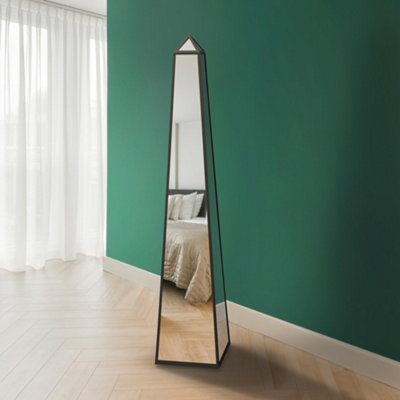 MirrorOutlet The Obelisk Black Metal Edged Mirrored Ornament 150CM X 30CM X 30CM