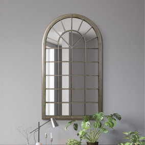 MirrorOutlet The Somerley Country Rustic Framed Arched Leaner Metal Wall Mirror 129CM X 76CM