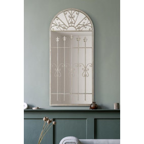 MirrorOutlet The Somerley Extra Large Rustic Framed Arched Gothic Window Style Mirror 140CM X 65CM