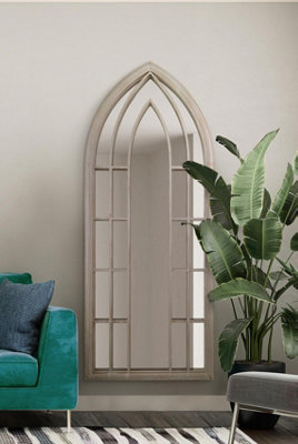 MirrorOutlet The Somerley Extra Large Rustic Framed Arched Gothic Window Style  Mirror 190CM X 75CM
