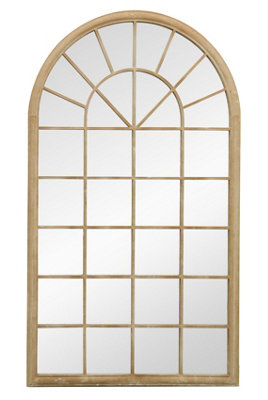 MirrorOutlet - The Somerley - Large Country Sand Colour Arch Garden Mirror 71"x 40" (180 x 103 cm)