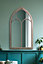 MirrorOutlet The Somerley Rustic Metal Chapel Arched Decorative Mirror Stone Colour 111CM X 61CM