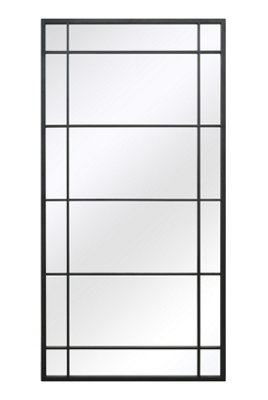 MirrorOutlet The Tabula Black Metal Framed Window Wall or Leaner Mirror 160CM X 80CM