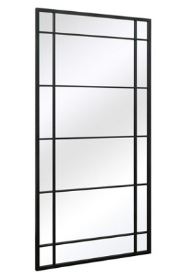 MirrorOutlet The Tabula Black Metal Framed Window Wall or Leaner Mirror 160CM X 80CM