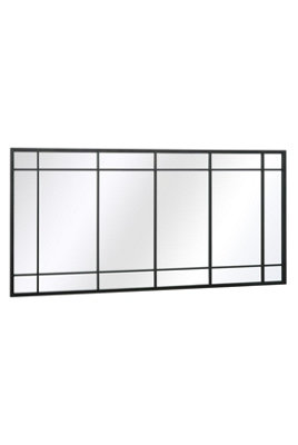 MirrorOutlet The Tabula Black Metal Framed Window Wall or Leaner Mirror 160CM X 80CM