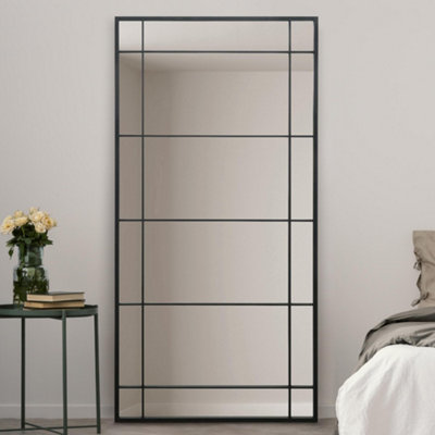 MirrorOutlet The Tabula Black Metal Framed Window Wall Or Leaner Mirror ...