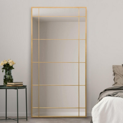 MirrorOutlet The Tabula Gold Metal Framed Window Wall or Leaner Mirror 180CM X 90CM