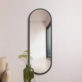 MirrorOutlet Vultus - New Black Metal Framed Double Arched Wall Mirror 63" X 22" (160CM X 55CM)