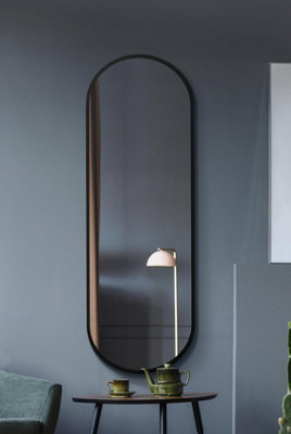 MirrorOutlet Vultus - New Black Metal Framed Double Arched Wall Mirror 71 X 24" (180CM X 60CM)