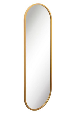 MirrorOutlet Vultus - New Gold Metal Framed Double Arched Outdoor Garden Wall Mirror 71" X 24" (180CM X 60CM)