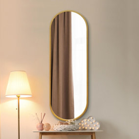 MirrorOutlet Vultus - New Gold Metal Framed Double Arched Wall Mirror 63" X 22" (160CM X 55CM)