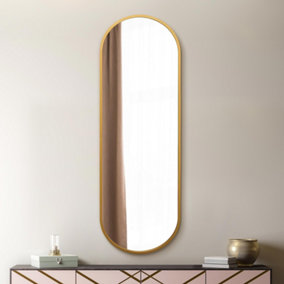 MirrorOutlet Vultus - New Gold Metal Framed Double Arched Wall Mirror 71 X 24" (180CM X 60CM)