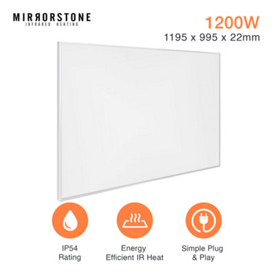 Mirrorstone 1200W Classic Infrared Heating Panel With White Frame | DIY at  Bu0026Q