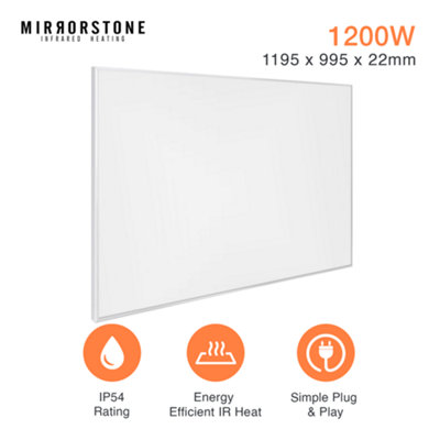 Mirrorstone 1200W Classic Infrared Heating Panel With White Frame