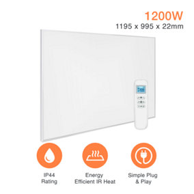 Mirrorstone 1200W Nexus Wi-Fi Infrared Heating Panel With White Frame For Ceiling Installation (With Suspension Kit)