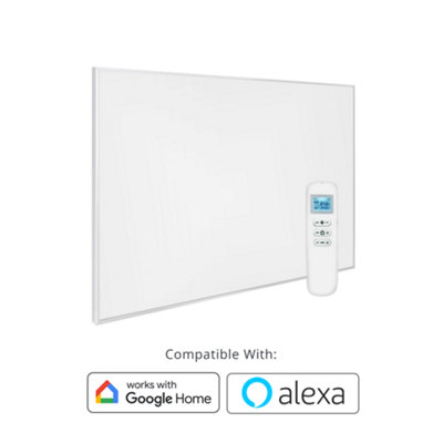 Mirrorstone 1200W Nexus Wi-Fi Infrared Heating Panel With White Frame For Wall Installation