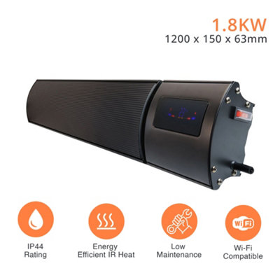 Mirrorstone 1800w Helios Wi-Fi Remote Controllable Infrared Bar Heater In Black Finish, Wall/Ceiling Mount, Indoor Electric Heater Price Comparisons | Compare The Build