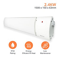 Mirrorstone 2400w Helios Infrared Bar Heater In White Finish, Wall/Ceiling Mount, Indoor Electric Heater