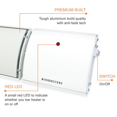 Mirrorstone 2400w Helios Infrared Bar Heater In White Finish, Wall/Ceiling  Mount, Indoor Electric Heater | DIY at Bu0026Q