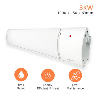 Mirrorstone 3000W Helios Infrared Bar Heater In White Finish, Wall/Ceiling  Mount, Indoor Electric Heater | DIY at Bu0026Q